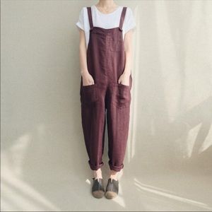 Linen Overalls With Harem Pants